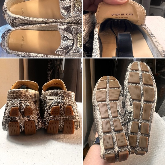 Cole Haan snakeskin gancini logo driver mocs loafers women's 8M - Picture 4 of 4